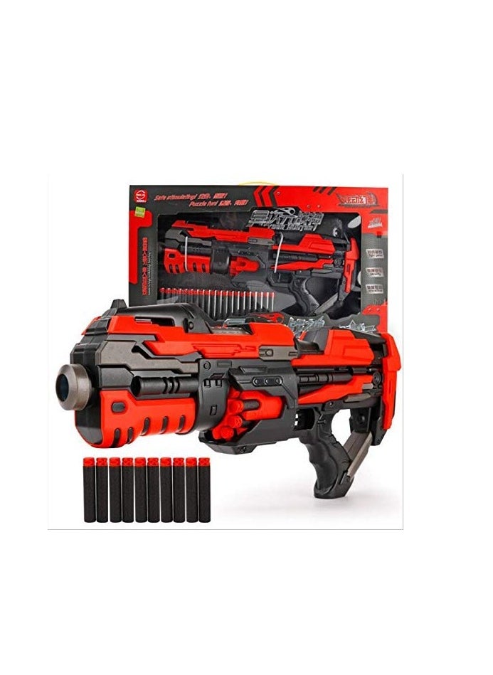 TOON TOYZ Battery Operated Machine Gun Toy for Kids Motorized Automatic Foam Blaster with 10 Soft Bullets, Red High-Speed Shooting, 45 Ft Range  - Image 2