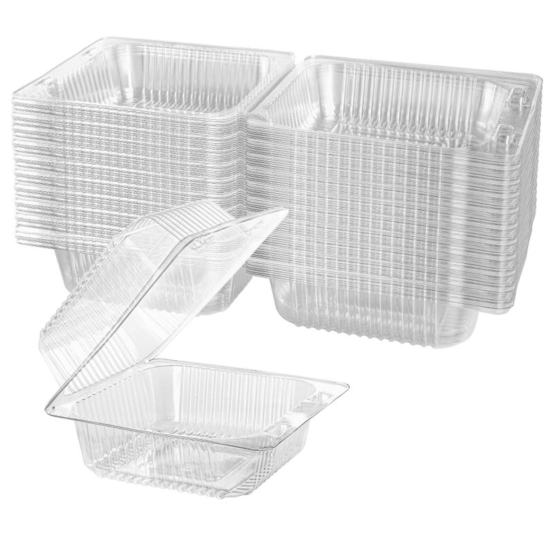 Axe Sickle 100 Count Clear Plastic Hinged Take Out Containers Clamshell Takeout Tray Food Clamshell Containers Outside Diameter for Dessert, Snacksetc, Cakes Slice, Cookies, Salads - Image 4