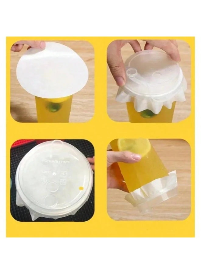 Fasola Leak Proof Cup Lid Liners, 50 Pcs Food Grade Cup Sealing Paper Pads, Disposable Beverage Cup Seals for Coffee, Milk Tea, Takeout Drinks fnd Home Use (White) - Image 3