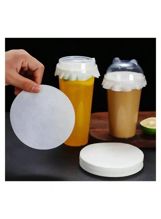 Fasola Leak Proof Cup Lid Liners, 50 Pcs Food Grade Cup Sealing Paper Pads, Disposable Beverage Cup Seals for Coffee, Milk Tea, Takeout Drinks fnd Home Use (White) - Image 5