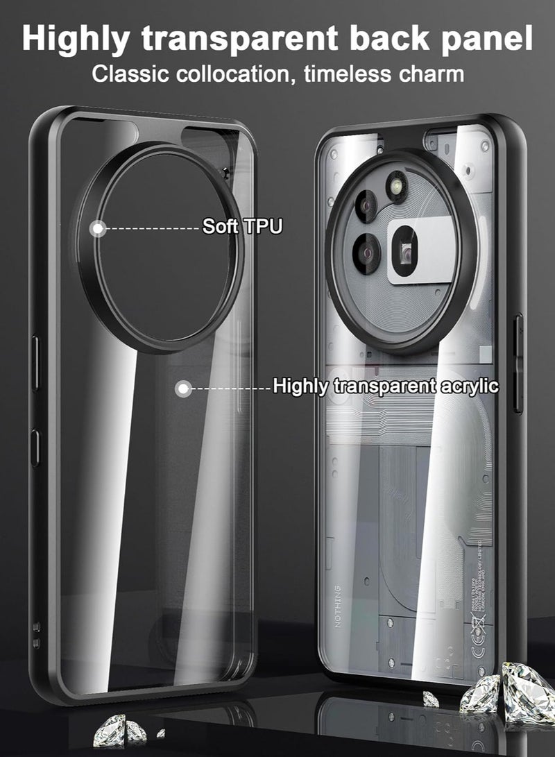 جراب Nothing Phone 3a Pro، حافة TPU + غطاء خلفي صلب من PC، حماية ضد الصدمات، جراب حماية نحيف مقاوم للاصفرار