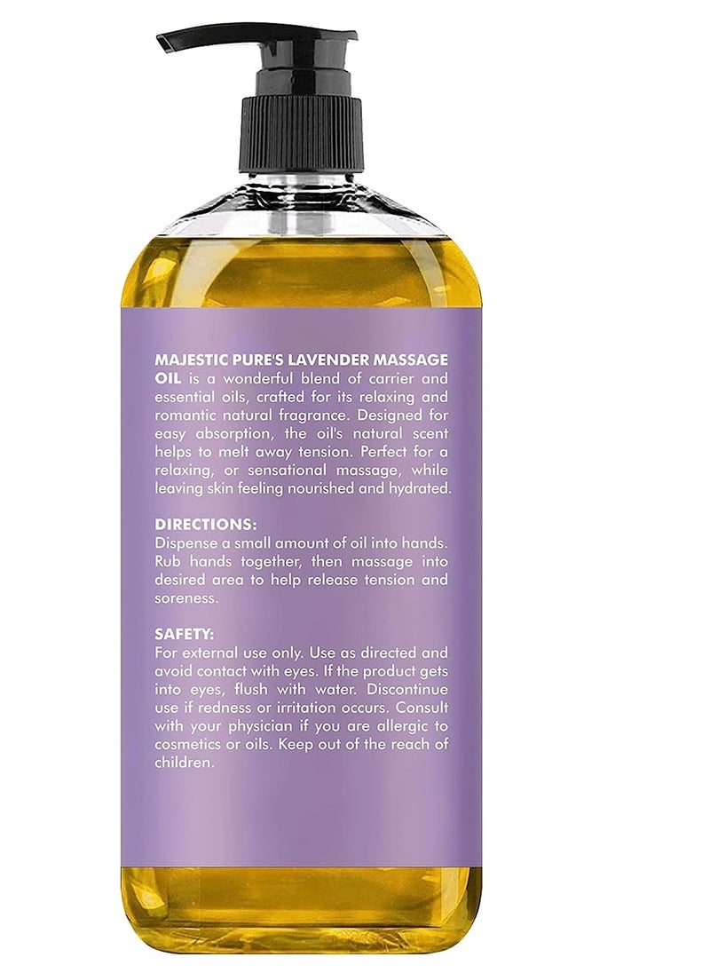Majestic Pure - زيت التدليك باللافندر النقي من ماجيستيك للرجال والنساء رائع للتهدئة والاسترخاء، مزيج من الزيوت الطبيعية للتدليك الممتاز والعلاج بالروائح، 8 أونصة سائلة - Image 1