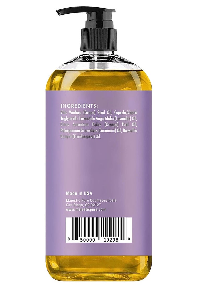 Majestic Pure - زيت التدليك باللافندر النقي من ماجيستيك للرجال والنساء رائع للتهدئة والاسترخاء، مزيج من الزيوت الطبيعية للتدليك الممتاز والعلاج بالروائح، 8 أونصة سائلة - Image 1