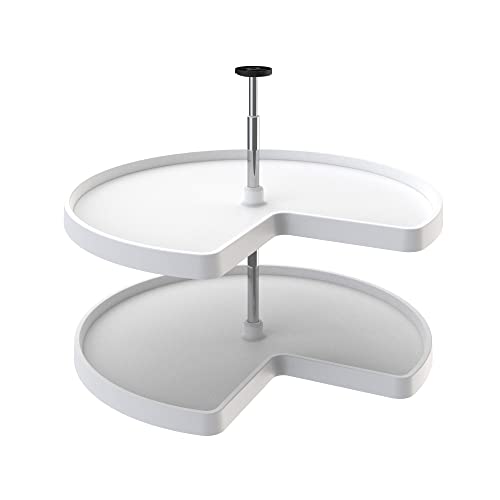 RevAShelf 2 Tier Kidney Cut Lazy Susan for Corner Base Cabinets Plastic 32 Double Shelf Swivel Kitchen Spice Can Organizer White 3472321152
