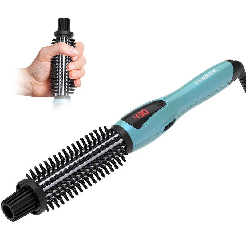 Phoebe Curling Iron Brush Anti-Scald Bristles Instant Heat Up Dual Voltage Ceramic Tourmaline Ionic Hair Curling Wand for All Hair Types (1 Inch) - Image 1