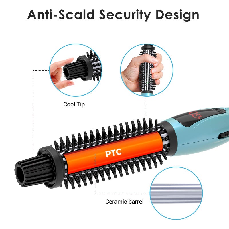Phoebe Curling Iron Brush Anti-Scald Bristles Instant Heat Up Dual Voltage Ceramic Tourmaline Ionic Hair Curling Wand for All Hair Types (1 Inch) - Image 2