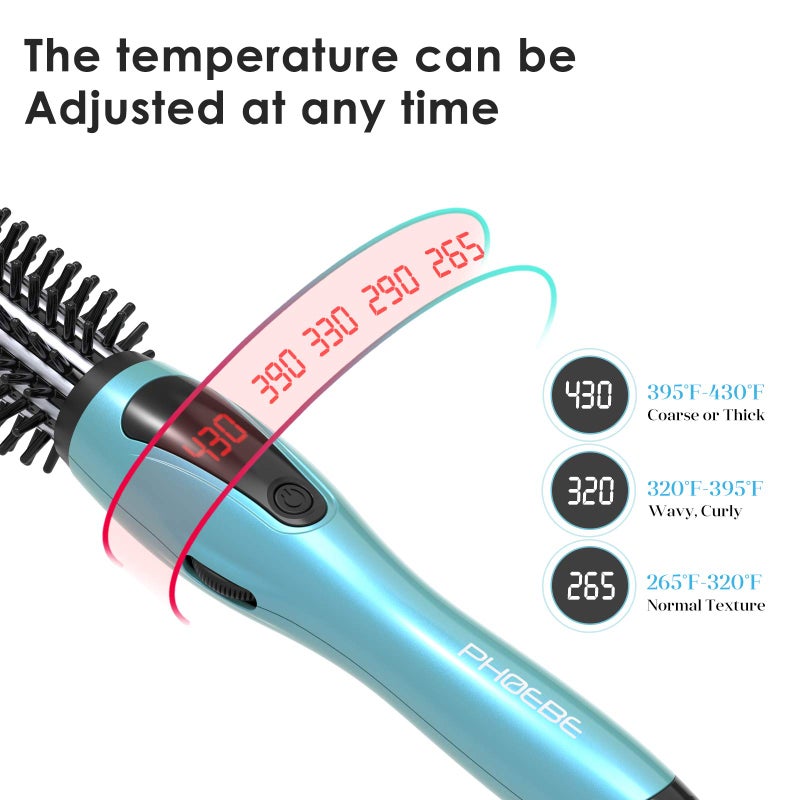 Phoebe Curling Iron Brush Anti-Scald Bristles Instant Heat Up Dual Voltage Ceramic Tourmaline Ionic Hair Curling Wand for All Hair Types (1 Inch) - Image 4