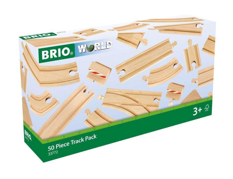 BRIO 33772 Special Track Pack - 50 Piece Set of Wooden Railway Tracks | Ideal for Creative Kids Age 3 and Up | Safety Tested | Compatible with All BRIO Railway Toys | FSC Certified - Image 1