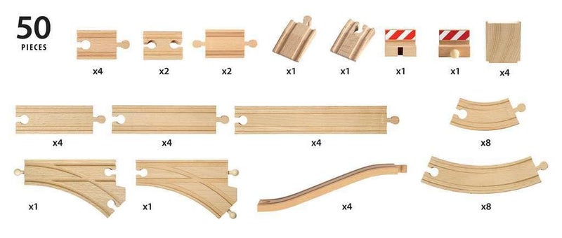BRIO 33772 Special Track Pack - 50 Piece Set of Wooden Railway Tracks | Ideal for Creative Kids Age 3 and Up | Safety Tested | Compatible with All BRIO Railway Toys | FSC Certified - Image 4