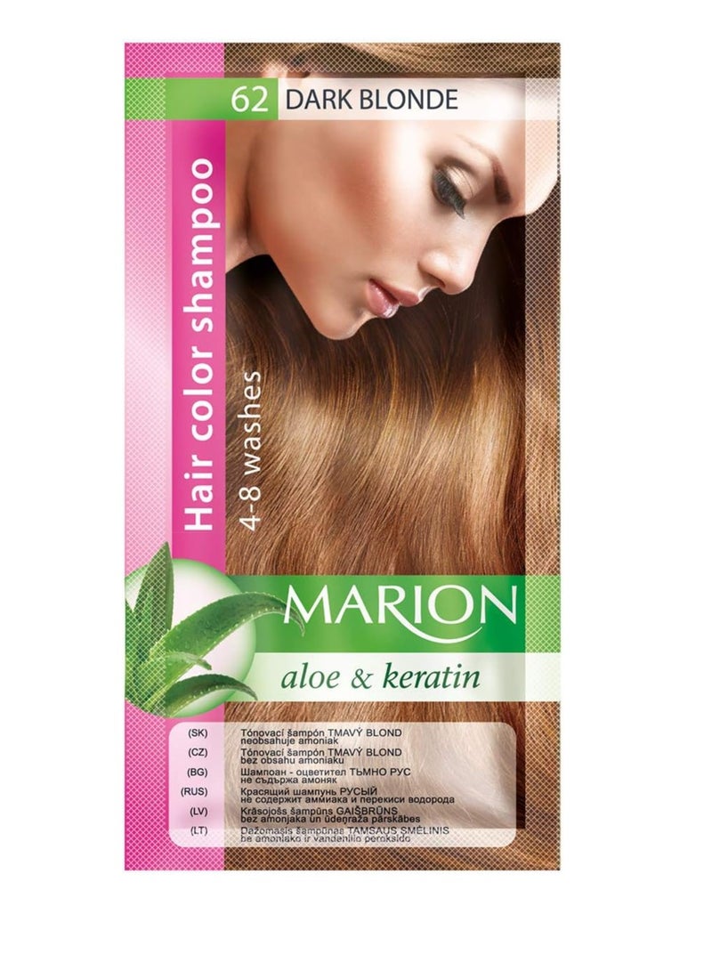 Hair Color Shampoo in Sachet Lasting 4 to 8 Washes Aloe and Keratin 62 Dark Blonde