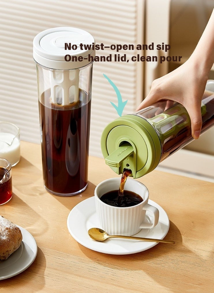 1000ML Cold Brew Coffee Maker & Iced Tea Bottle - Leakproof, Portable with Detachable Filter | Fridge Friendly, BPA Free Sports Water Bottle (White) - Image 5