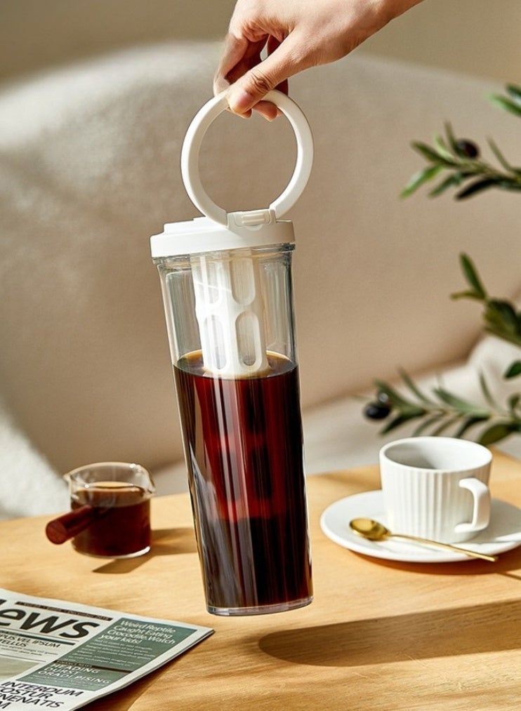 1000ML Cold Brew Coffee Maker & Iced Tea Bottle - Leakproof, Portable with Detachable Filter | Fridge Friendly, BPA Free Sports Water Bottle (White) - Image 3
