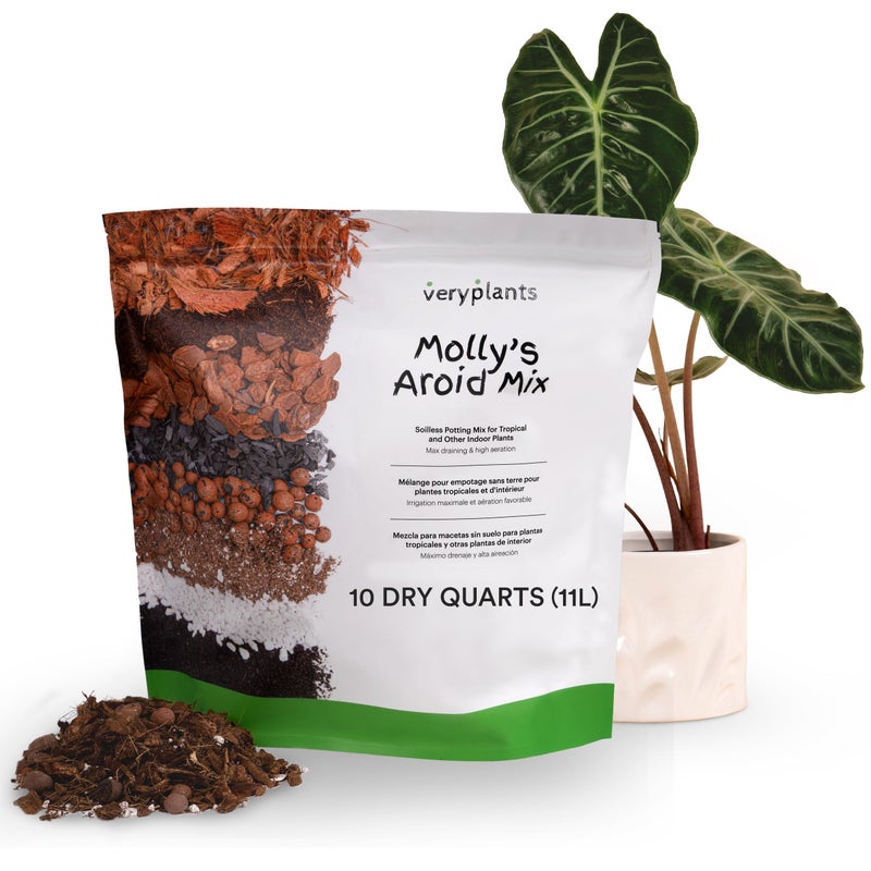 veryplants Molly's Aroid Mix - Premium Soilless Chunky Potting Mix for Tropical and Indoor Plants - Contains Orchiata Bark, Coco Chips, Worm Castings, Horticultural Charcoal, Mycorrhizae 10 Dry Quarts - Image 1