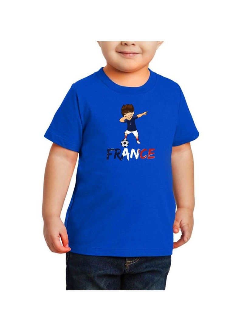 PRINTSHOP4ME France Unisex Kids T-Shirt - Short Sleeve Round Neck Cotton Tshirt for Boys and Girls - Soft and Comfortable - Gift for Young Football Fans - Image 1