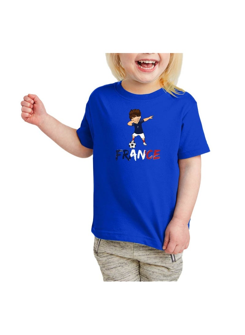 PRINTSHOP4ME France Unisex Kids T-Shirt - Short Sleeve Round Neck Cotton Tshirt for Boys and Girls - Soft and Comfortable - Gift for Young Football Fans - Image 2