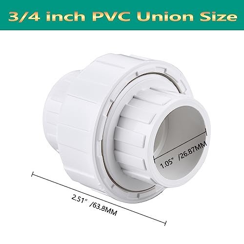 LUOFANT 3/4" PVC Union Pipe Fitting,PVC Adapter(Socket x Socket),1Inch PVC Slip Union Schedule 40, EPDM O-Ring,2 Pcs… - Image 2