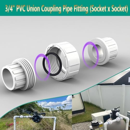 LUOFANT 3/4" PVC Union Pipe Fitting,PVC Adapter(Socket x Socket),1Inch PVC Slip Union Schedule 40, EPDM O-Ring,2 Pcs… - Image 5