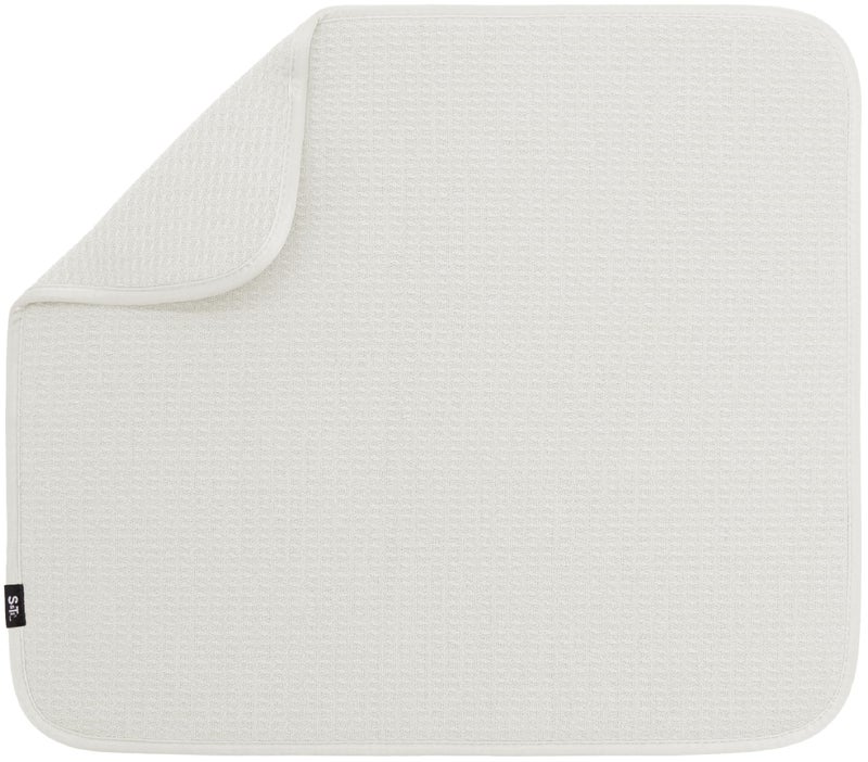 S&T INC. Dish Drying Mat, 16” x 18”, Absorbent Microfiber Kitchen Counter Mat, Dish Drying Pad for Dishes, Utensils, Pots and Pans, Large, Cream - Image 1