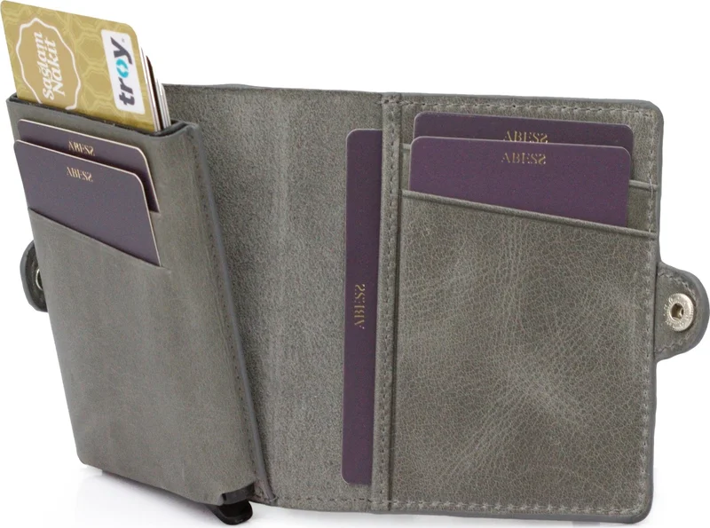 Abess Wallet Card Holder Luxury Leather Mechanism Wallet Card Holder