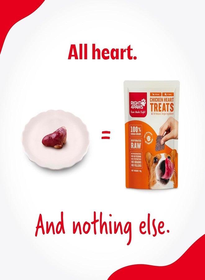 RIGHT4PAWS Chicken Heart Treats - 100% Natural & Raw, Gently Dehydrated, Grain-Free, Human-Grade Animal Meat for Dogs (Pack of 3) - Image 2