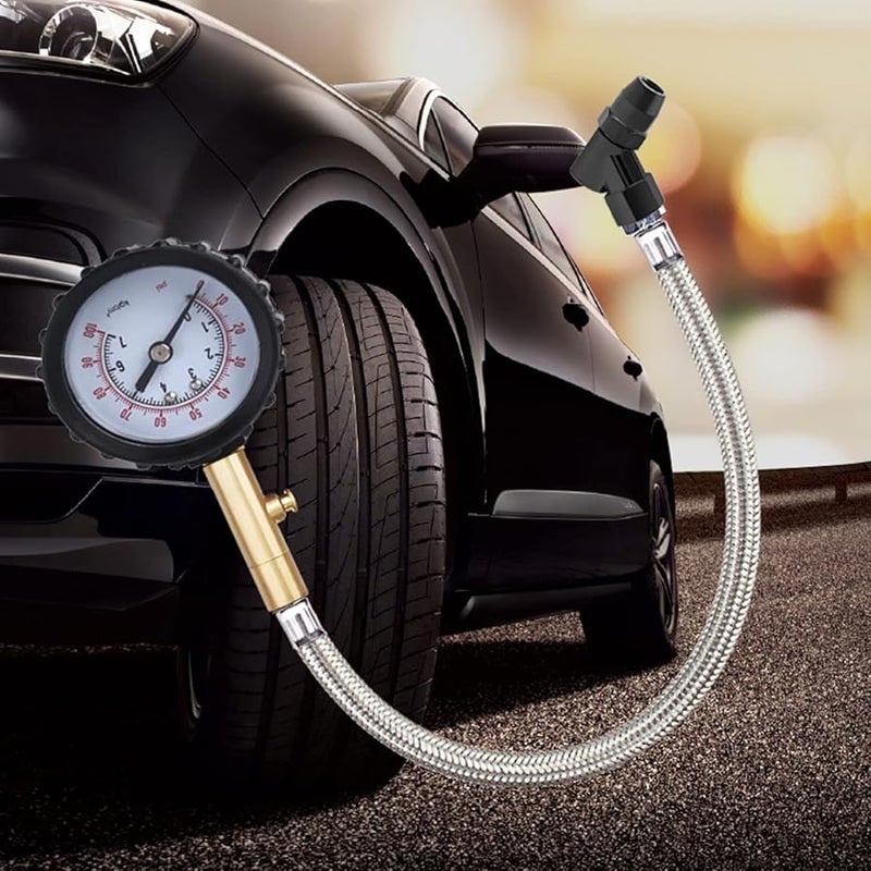Heavy Duty Metal Tire Pressure Gauge High Precision Car Truck Motorcycle Tyre Air Tester With LED Light - Image 3