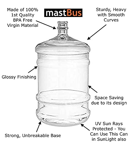 mastBus Plastic Unbreakable Water Can with Screw Thread Cap Transparent 20L 2 Pieces - Image 2
