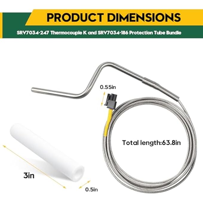 SRV7034-247 THERMOCOUPLE K AND SRV7034-186 PROTECTION TUBE BUNDLE COMPATIBLE WITH PELLETHEAD FIREPOT THERMOCOUPLE, FITS FOR QUADRAFIRE MT. VERNON AE FREESTANDING,AE INSERT AND EDGE 60 STOVE - Image 3