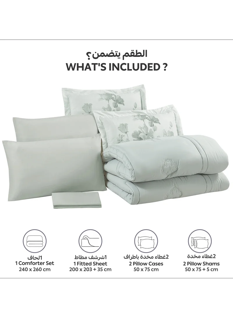 Donetella Bedding Comforter Set, King Size Fits 200x200 cm - 6-Pcs Digital Print Quilted Bed Set, Microfiber Fabric - 1 Comforter, 1 Fitted Sheet, 2 Pillow Shams, 2 Pillowcases