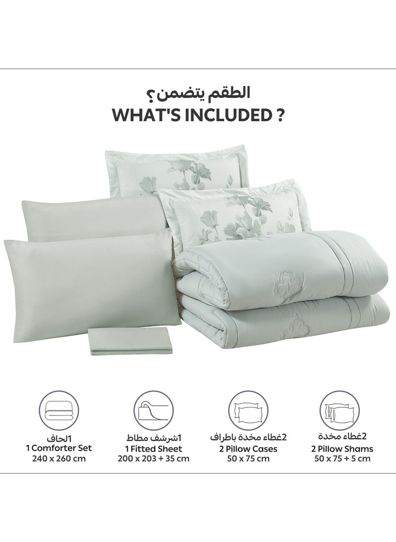 Donetella Bedding Comforter Set, King Size Fits 200x200 cm - 6-Pcs Digital Print Quilted Bed Set, Microfiber Fabric - 1 Comforter, 1 Fitted Sheet, 2 Pillow Shams, 2 Pillowcases  - Image 4
