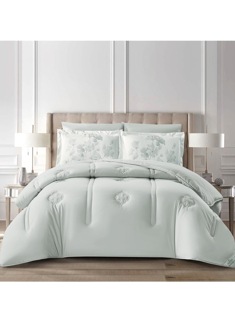 Donetella Bedding Comforter Set, King Size Fits 200x200 cm - 6-Pcs Digital Print Quilted Bed Set, Microfiber Fabric - 1 Comforter, 1 Fitted Sheet, 2 Pillow Shams, 2 Pillowcases  - Image 1