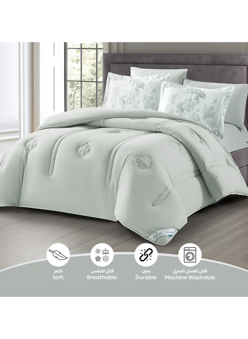Donetella Bedding Comforter Set, King Size Fits 200x200 cm - 6-Pcs Digital Print Quilted Bed Set, Microfiber Fabric - 1 Comforter, 1 Fitted Sheet, 2 Pillow Shams, 2 Pillowcases