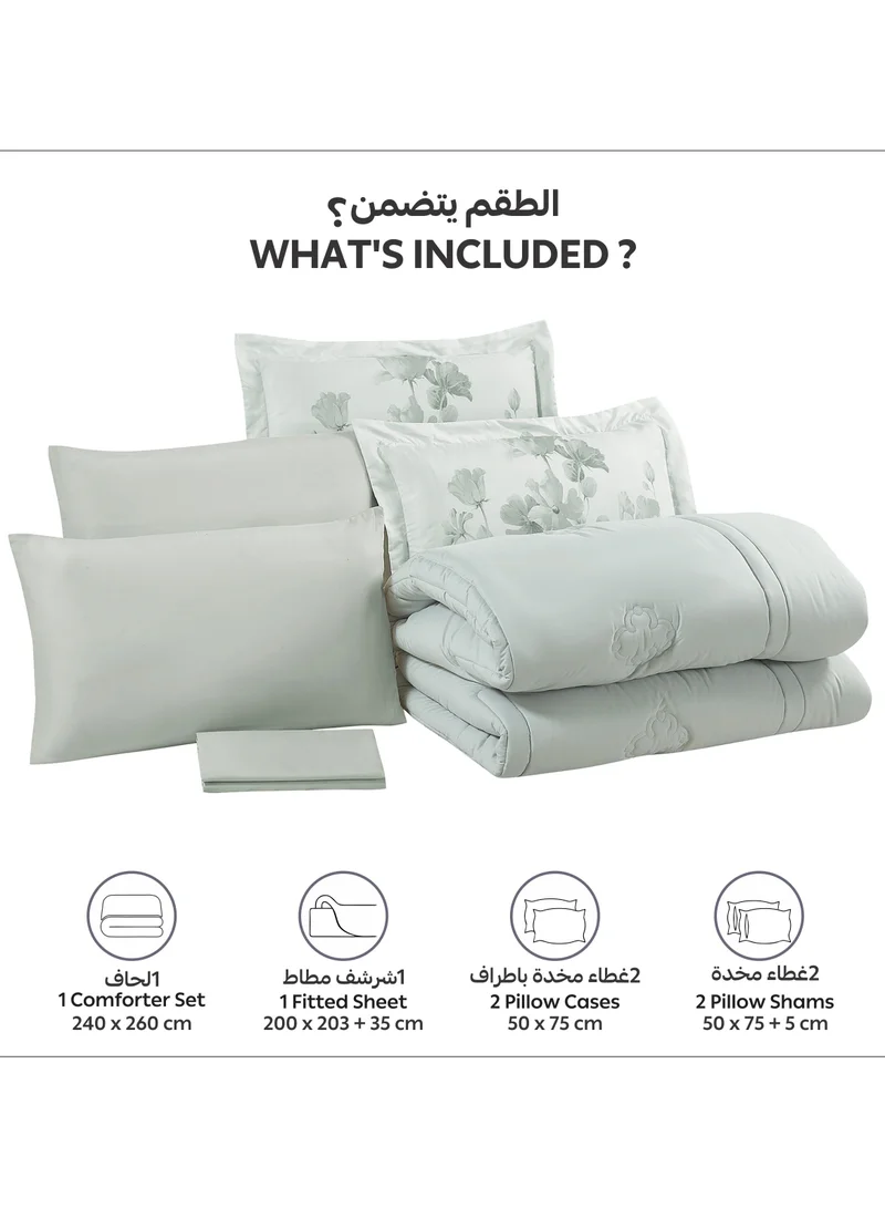 Donetella Bedding Comforter Set, King Size Fits 200x200 cm - 6-Pcs Digital Print Quilted Bed Set, Microfiber Fabric - 1 Comforter, 1 Fitted Sheet, 2 Pillow Shams, 2 Pillowcases