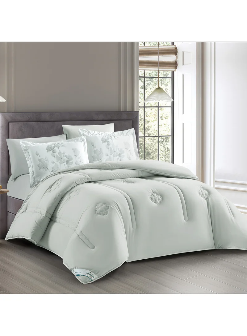 Donetella Bedding Comforter Set, King Size Fits 200x200 cm - 6-Pcs Digital Print Quilted Bed Set, Microfiber Fabric - 1 Comforter, 1 Fitted Sheet, 2 Pillow Shams, 2 Pillowcases