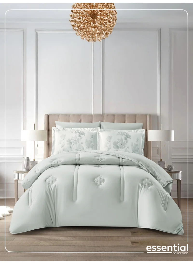 Donetella Bedding Comforter Set, King Size Fits 200x200 cm - 6-Pcs Digital Print Quilted Bed Set, Microfiber Fabric - 1 Comforter, 1 Fitted Sheet, 2 Pillow Shams, 2 Pillowcases