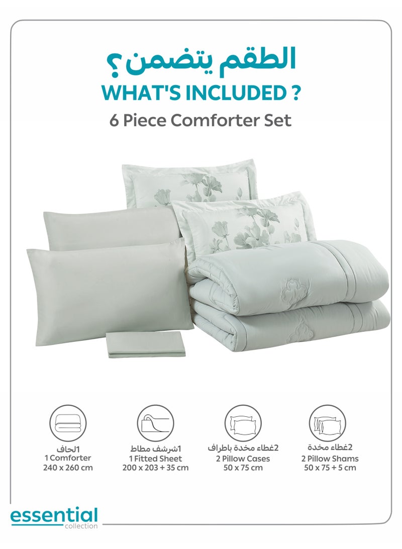 دوناتيلا طقم لحاف سرير، كينج سايز 240×260 سم – طقم سرير مبطن مطبوع رقمياً من 6 قطع، قماش مايكروفايبر – يشمل 1 لحاف، 1 شرشف مطاطي، 2 كيس وسادة مزخرف (شام)، و2 كيس وسادة. - Image 4