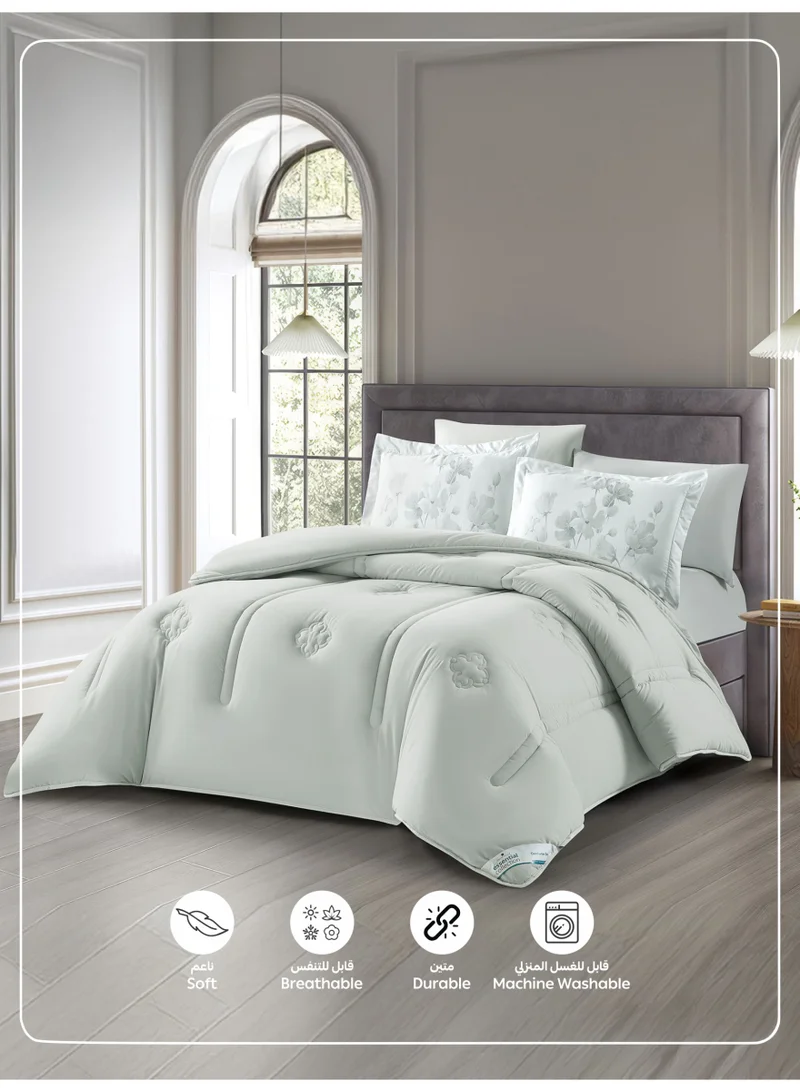 Donetella KING - 6Pcs (200x200) Bedding Comforter Set, King Size Fits 200x200 cm - 6-Pcs Digital Print Quilted Bed Set, Microfiber Fabric - 1 Comforter, 1 Fitted Sheet, 2 Pillow Shams, 2 Pillowcases  | Best Price UAE