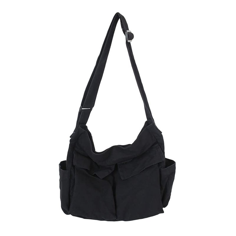 JQWSVE Canvas Shoulder Bag Large Hobo Crossbody Bag with Multiple Pockets Canvas Messenger Tote Bag for Women and Men - Image 1