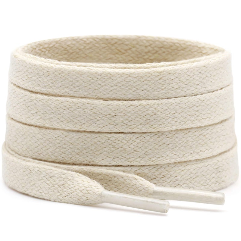 DELELE Flat Waxed Cotton Shoelaces 63 inch Beige Wax Shoe Laces for Sneakers Boot 2 Pair - Image 3