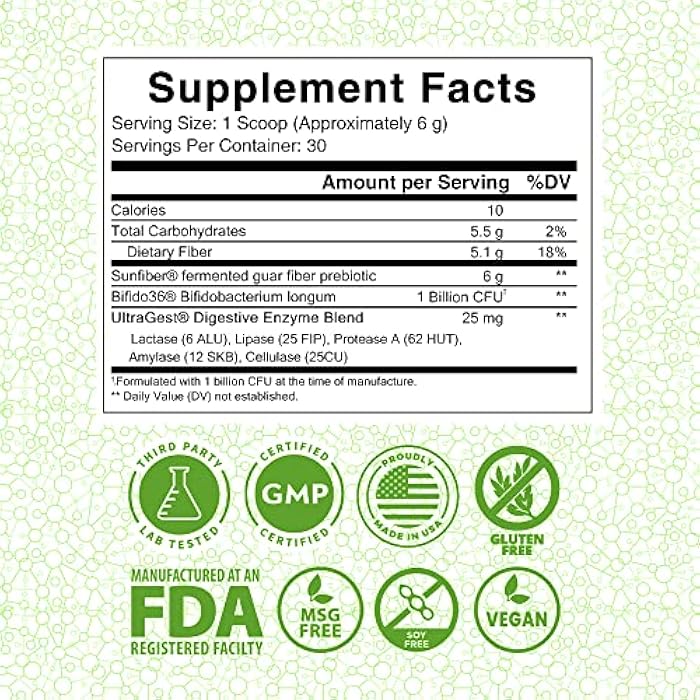 Lewis Labs Healthy Gut Prebiotic Fiber 6 Oz, Prebiotic Fiber with Probiotics, and Digestive Enzymes, Gut Prebiotic Fiber, Keto Friendly, Gluten Free, No MSG, Vegan Healthy Gut - Image 2