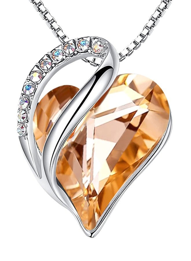 Leafael Infinity Love Heart Necklace, Birthstone Necklaces for Women with Healing Stones, Allergy-Free Jewelry for Women, Silver-Tone Pendant Necklace with Gift Box, 18+2 Inch Chain Extender - Image 1