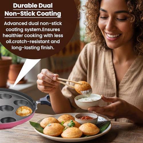 PREMIER Non-Stick Deluxe 11 Cavity Paniyaram Pan | for Kuzhi Paniyaram, Appe, Paddu & Gunta Ponganalu - Image 3