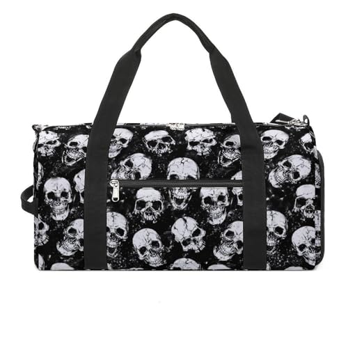 NELife Classic Skull Sport Gym Duffle Travel Bag with Shoe CompartmentWet Pocket for Men and Women - Image 1