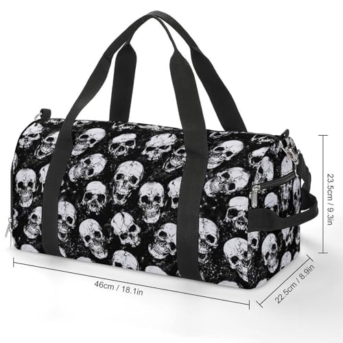 NELife Classic Skull Sport Gym Duffle Travel Bag with Shoe CompartmentWet Pocket for Men and Women - Image 3