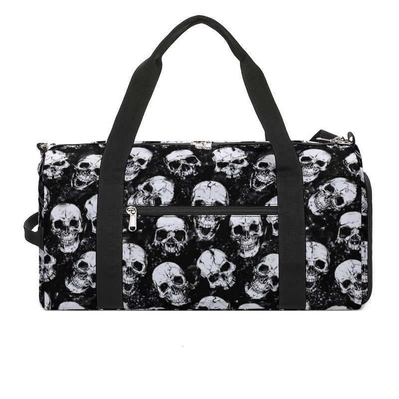 NELife Classic Skull Sport Gym Duffle Travel Bag with Shoe CompartmentWet Pocket for Men and Women - Image 2