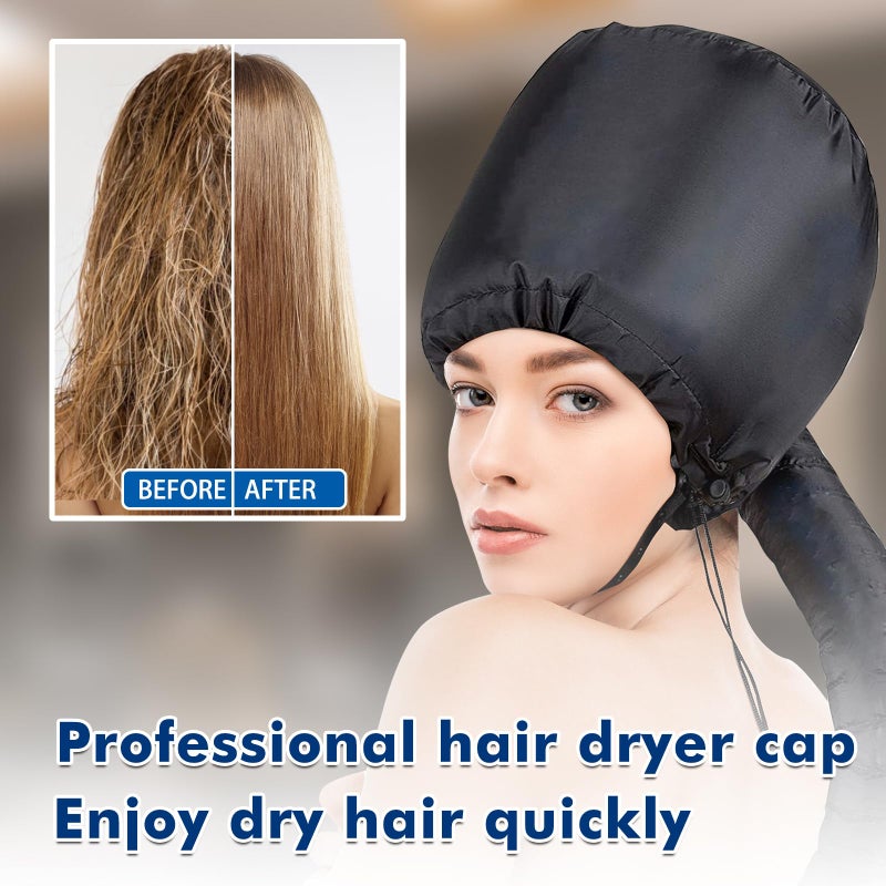 Rosvola Hair Dryer Bonnet Attachment, Portable Blow Dryer, Soft Adjustable Hooded Bonnet with Stretchable Grip and Extended Hose Length Fits All Head Sizes & All Hair Styling (Black) - Image 3