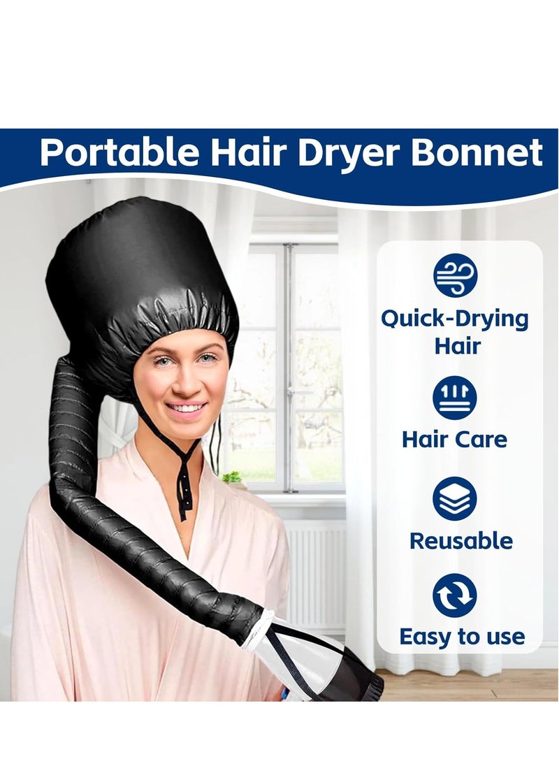 Rosvola Hair Dryer Bonnet Attachment, Portable Blow Dryer, Soft Adjustable Hooded Bonnet with Stretchable Grip and Extended Hose Length Fits All Head Sizes & All Hair Styling (Black)  - Image 2