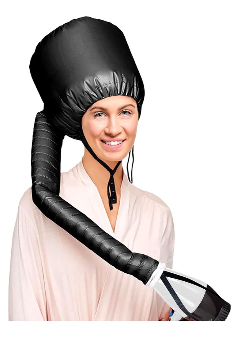 Rosvola Hair Dryer Bonnet Attachment, Portable Blow Dryer, Soft Adjustable Hooded Bonnet with Stretchable Grip and Extended Hose Length Fits All Head Sizes & All Hair Styling (Black)  - Image 1