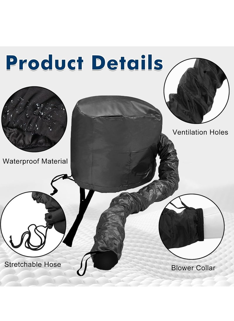 Rosvola Hair Dryer Bonnet Attachment, Portable Blow Dryer, Soft Adjustable Hooded Bonnet with Stretchable Grip and Extended Hose Length Fits All Head Sizes & All Hair Styling (Black)  - Image 3