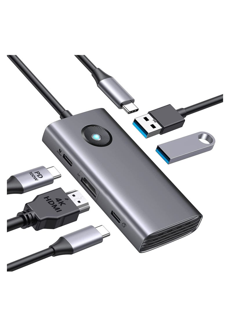 Captaintech SYOSI for USB C Docking Station 6 in 1 USB C Dongle with for HDMI 4K+PD100W+3×USB3.0 USB C Hub Multiport Adapter for MacBook Dell HP Surface Lenovo - Image 1