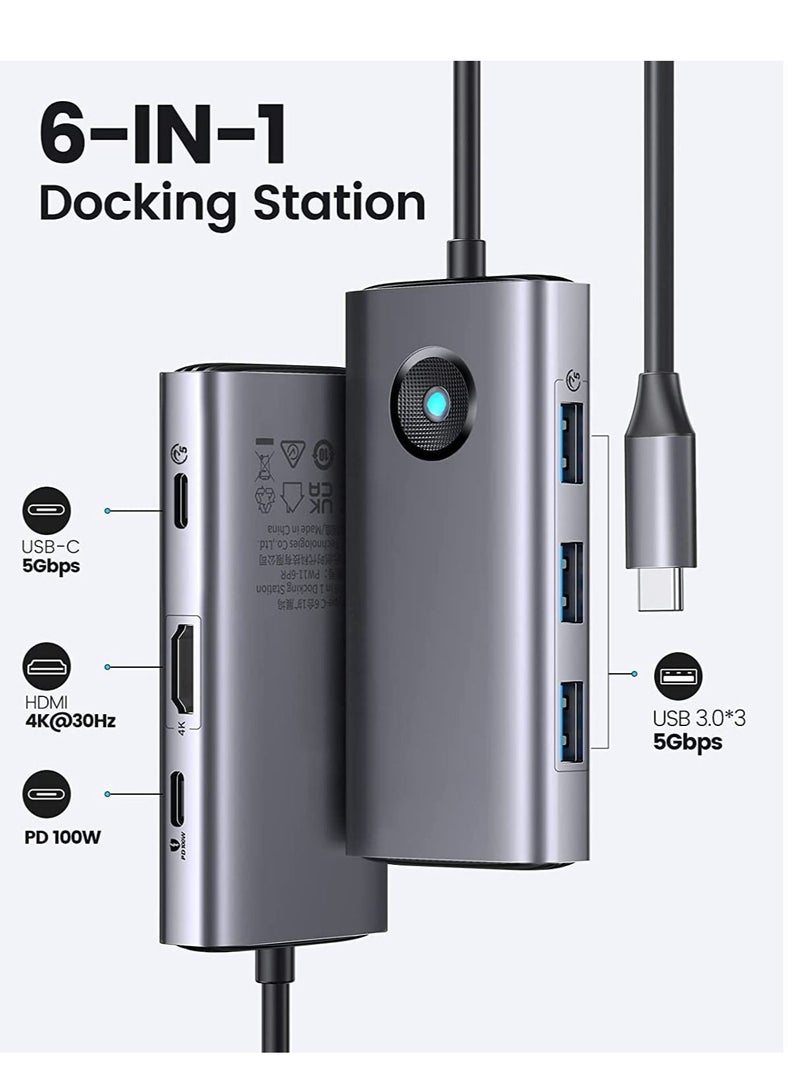 Captaintech SYOSI for USB C Docking Station 6 in 1 USB C Dongle with for HDMI 4K+PD100W+3×USB3.0 USB C Hub Multiport Adapter for MacBook Dell HP Surface Lenovo - Image 2